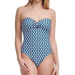 Tommy Hilfiger Blue Floral One Piece Swimsuit 14 NEW Retails $118